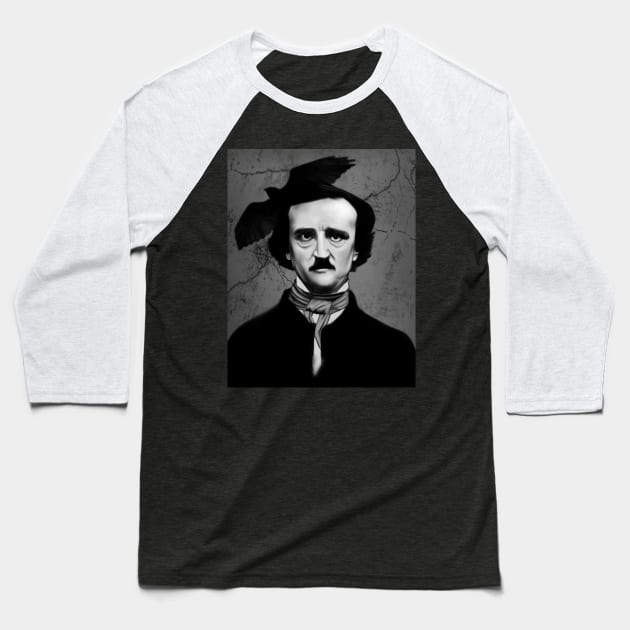 Edgar Allan Poe Baseball T-Shirt by SanFernandez